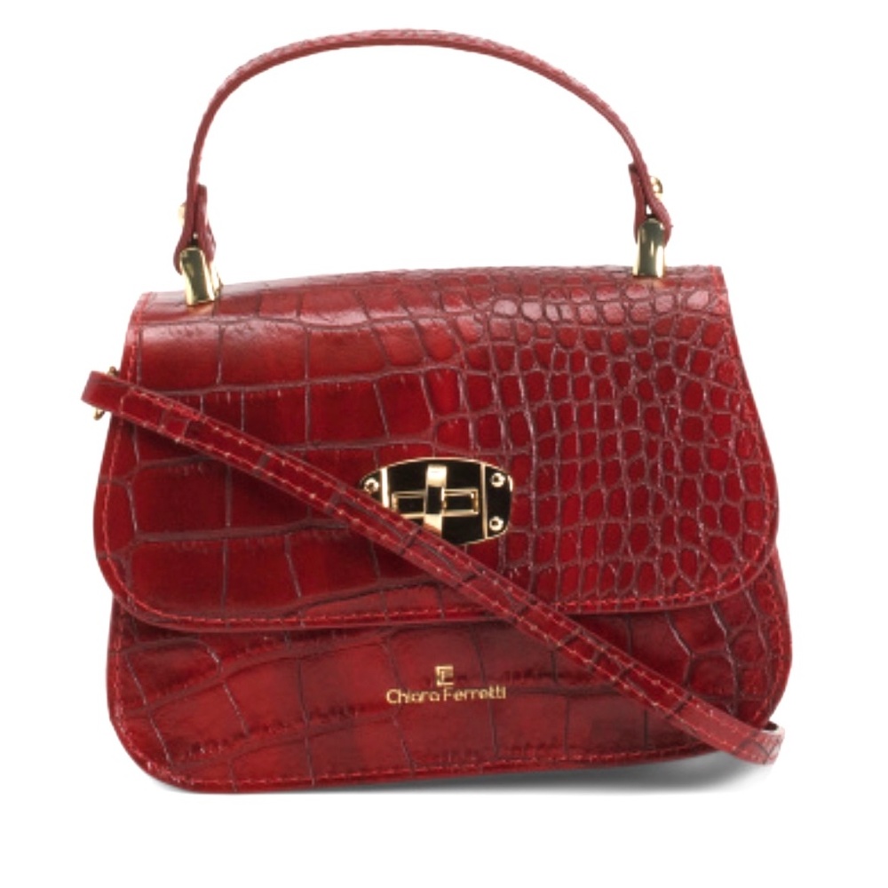 CHIARA FERRETTI RED "ALLIGATOR" FINE LEATHER BAG NEW